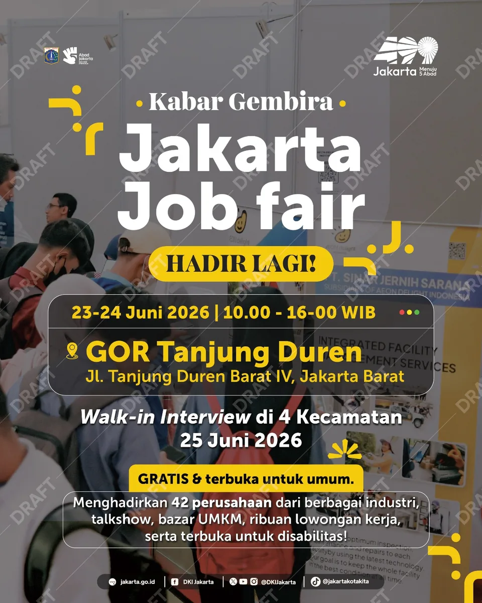 Job Fair Kabupaten Gunungkidul 2026 (Suku Dinas TKTE Wilayah Kabupaten Gunungkidul Barat) : 23-24 Juni 2026